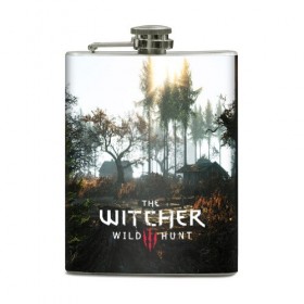 Фляга с принтом THE WITCHER 3 в городе Новоалтайск, металлический корпус | емкость 0,22 л, размер 125 х 94 мм. Виниловая наклейка запечатывается полностью | Тематика изображения на принте: 