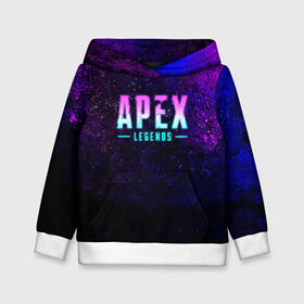 Детская толстовка 3D с принтом Apex Legends. Neon logo в городе Новоалтайск, 100% полиэстер | двухслойный капюшон со шнурком для регулировки, мягкие манжеты на рукавах и по низу толстовки, спереди карман-кенгуру с мягким внутренним слоем | apex | apex legends | bangalor | bloodhound | caustic | crypto | gibraltar | legends | lifeline | logo | mirage | neon | pathfinder | titanfall | watson | wraith | апекс | неон
