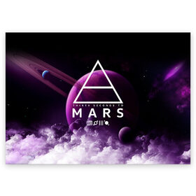 Поздравительная открытка с принтом 30 SECONDS TO MARS в городе Новоалтайск, 100% бумага | плотность бумаги 280 г/м2, матовая, на обратной стороне линовка и место для марки
 | 30 seconds to mars | 30 секунд до марса | джаред лето
