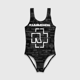 Детский купальник 3D с принтом RAMMSTEIN в городе Новоалтайск, Полиэстер 85%, Спандекс 15% | Слитный крой, подклад по переду изделия, узкие бретели | Тематика изображения на принте: metallica | rammstein | rock | металл | музыка | раммштайн | рок