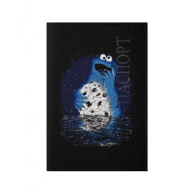 Обложка для паспорта матовая кожа с принтом Cookie monster в городе Новоалтайск, натуральная матовая кожа | размер 19,3 х 13,7 см; прозрачные пластиковые крепления | cookie monster | cookies | food truck | gonger | sesame street | коржик | печенье | улица сезам | фургон