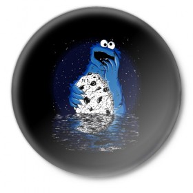 Значок с принтом Cookie monster в городе Новоалтайск,  металл | круглая форма, металлическая застежка в виде булавки | cookie monster | cookies | food truck | gonger | sesame street | коржик | печенье | улица сезам | фургон
