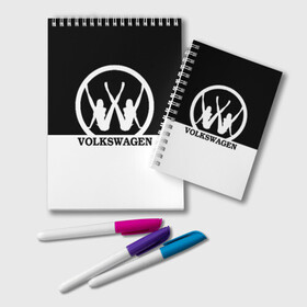 Блокнот с принтом Volkswagen в городе Новоалтайск, 100% бумага | 48 листов, плотность листов — 60 г/м2, плотность картонной обложки — 250 г/м2. Листы скреплены удобной пружинной спиралью. Цвет линий — светло-серый
 | Тематика изображения на принте: brand | car | german | girls | logo | silhouette | volkswagen | автомобиль | девушки | логотип | марка | немецкий | силуэт