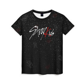 Женская футболка 3D с принтом STRAY KIDS в городе Новоалтайск, 100% полиэфир ( синтетическое хлопкоподобное полотно) | прямой крой, круглый вырез горловины, длина до линии бедер | skz | stray kids | бан чан | ли ноу | скз | стрей кидс | сынмин | уджин | феликс | хан | хёджин | чанбин