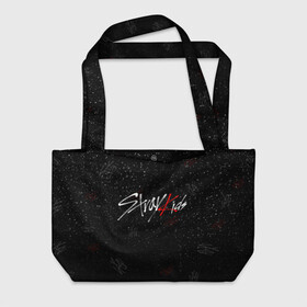 Пляжная сумка 3D с принтом STRAY KIDS в городе Новоалтайск, 100% полиэстер | застегивается на металлическую кнопку; внутренний карман застегивается на молнию. Стенки укреплены специальным мягким материалом, чтобы защитить содержимое от несильных ударов
 | skz | stray kids | бан чан | ли ноу | скз | стрей кидс | сынмин | уджин | феликс | хан | хёджин | чанбин