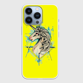 Чехол для iPhone 13 Pro с принтом Единорог Yellow Unicorn в городе Новоалтайск,  |  | Тематика изображения на принте: unicorn | yellow unicorn | единорог | единорожки | животные | лошади