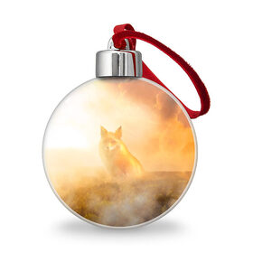 Ёлочный шар с принтом Лисичка в тумане в городе Новоалтайск, Пластик | Диаметр: 77 мм | Тематика изображения на принте: animals | forest | fox | арт | животное | лес | лиса | лисичка | облака | рисунок | рыжая лиса | туман