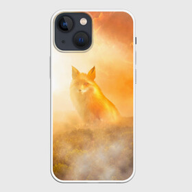 Чехол для iPhone 13 mini с принтом Лисичка в тумане в городе Новоалтайск,  |  | Тематика изображения на принте: animals | forest | fox | арт | животное | лес | лиса | лисичка | облака | рисунок | рыжая лиса | туман