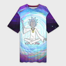 Платье-футболка 3D с принтом Rick in nirvana в городе Новоалтайск,  |  | c 137 | morty | morty smith | portal | rick | rick and morty | rick sanchez | sanchez | smith | морти | морти смит | портал | рик | рик и морти | рик санчез | санчез | смит