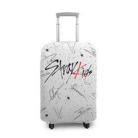 Чехол для чемодана 3D с принтом STRAY KIDS АВТОГРАФЫ в городе Новоалтайск, 86% полиэфир, 14% спандекс | двустороннее нанесение принта, прорези для ручек и колес | skz | stray kids | бан чан | ли ноу | скз | стрей кидс | сынмин | уджин | феликс | хан | хёджин | чанбин