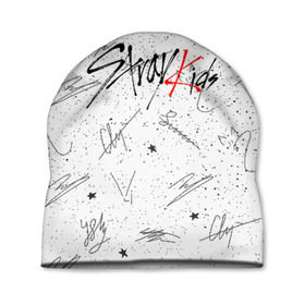 Шапка 3D с принтом STRAY KIDS АВТОГРАФЫ в городе Новоалтайск, 100% полиэстер | универсальный размер, печать по всей поверхности изделия | skz | stray kids | бан чан | ли ноу | скз | стрей кидс | сынмин | уджин | феликс | хан | хёджин | чанбин