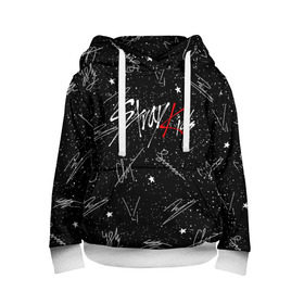 Детская толстовка 3D с принтом STRAY KIDS АВТОГРАФЫ в городе Новоалтайск, 100% полиэстер | двухслойный капюшон со шнурком для регулировки, мягкие манжеты на рукавах и по низу толстовки, спереди карман-кенгуру с мягким внутренним слоем | Тематика изображения на принте: skz | stray kids | бан чан | ли ноу | скз | стрей кидс | сынмин | уджин | феликс | хан | хёджин | чанбин