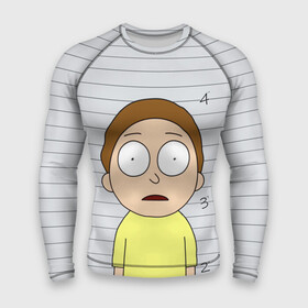 Мужской рашгард 3D с принтом Morty is in prison в городе Новоалтайск,  |  | Тематика изображения на принте: c 137 | morty | morty smith | portal | rick | rick and morty | rick sanchez | sanchez | smith | морти | морти смит | портал | рик | рик и морти | рик санчез | санчез | смит