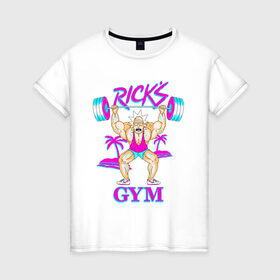 Женская футболка хлопок с принтом Rick`s GYM в городе Новоалтайск, 100% хлопок | прямой крой, круглый вырез горловины, длина до линии бедер, слегка спущенное плечо | c 137 | morty | morty smith | portal | rick | rick and morty | rick sanchez | sanchez | smith | морти | морти смит | портал | рик | рик и морти | рик санчез | санчез | смит