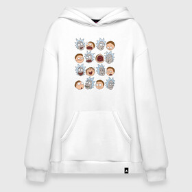 Худи SuperOversize хлопок с принтом Faces Rick and Morty в городе Новоалтайск, 70% хлопок, 30% полиэстер, мягкий начес внутри | карман-кенгуру, эластичная резинка на манжетах и по нижней кромке, двухслойный капюшон
 | c 137 | morty | morty smith | portal | rick | rick and morty | rick sanchez | sanchez | smith | морти | морти смит | портал | рик | рик и морти | рик санчез | санчез | смит