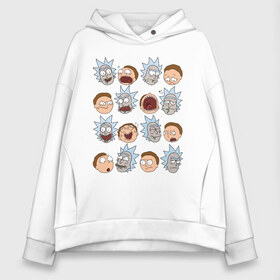 Женское худи Oversize хлопок с принтом Faces Rick and Morty в городе Новоалтайск, френч-терри — 70% хлопок, 30% полиэстер. Мягкий теплый начес внутри —100% хлопок | боковые карманы, эластичные манжеты и нижняя кромка, капюшон на магнитной кнопке | c 137 | morty | morty smith | portal | rick | rick and morty | rick sanchez | sanchez | smith | морти | морти смит | портал | рик | рик и морти | рик санчез | санчез | смит