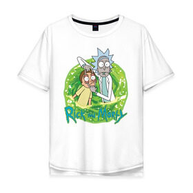 Мужская футболка хлопок Oversize с принтом Rick Sanchez and Morty Smith в городе Новоалтайск, 100% хлопок | свободный крой, круглый ворот, “спинка” длиннее передней части | c 137 | morty | morty smith | portal | rick | rick and morty | rick sanchez | sanchez | smith | морти | морти смит | портал | рик | рик и морти | рик санчез | санчез | смит
