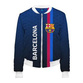 Женский бомбер 3D с принтом BARCELONA в городе Новоалтайск, 100% полиэстер | застегивается на молнию, по бокам два кармана без застежек, мягкие манжеты, по низу бомбера и на воротнике — эластичная резинка | barca | barsa | barselona | fc barcelona | leo messi | neimar | neymar | барселона | лионель месси | неймар | нэмар | футбол.