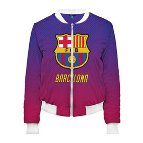 Женский бомбер 3D с принтом FC BARCELONA в городе Новоалтайск, 100% полиэстер | застегивается на молнию, по бокам два кармана без застежек, мягкие манжеты, по низу бомбера и на воротнике — эластичная резинка | barcelona | fc barca | барка | барселона