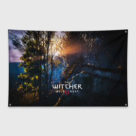 Флаг-баннер с принтом THE WITCHER 3WILD HUNT в городе Новоалтайск, 100% полиэстер | размер 67 х 109 см, плотность ткани — 95 г/м2; по краям флага есть четыре люверса для крепления | cd projekt red | ciri | game | geralt | geralt of rivia | gwynbleidd | the witcher | the witcher 3: wild hunt | ведьмак | ведьмак 3: дикая охота | геральт | геральт из ривии | цири | цирилла