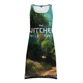 Платье-майка 3D с принтом THE WITCHER 3:WILD HUNT в городе Новоалтайск, 100% полиэстер | полуприлегающий силуэт, широкие бретели, круглый вырез горловины, удлиненный подол сзади. | cd projekt red | ciri | game | geralt | geralt of rivia | gwynbleidd | the witcher | the witcher 3: wild hunt | ведьмак | ведьмак 3: дикая охота | геральт | геральт из ривии | цири | цирилла