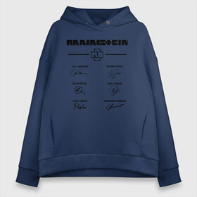 Женское худи Oversize хлопок с принтом RAMMSTEIN АВТОГРАФЫ в городе Новоалтайск, френч-терри — 70% хлопок, 30% полиэстер. Мягкий теплый начес внутри —100% хлопок | боковые карманы, эластичные манжеты и нижняя кромка, капюшон на магнитной кнопке | rammstein | рамштайн