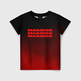 Детская футболка 3D с принтом RAMMSTEIN в городе Новоалтайск, 100% гипоаллергенный полиэфир | прямой крой, круглый вырез горловины, длина до линии бедер, чуть спущенное плечо, ткань немного тянется | lindemann | rammstein | рамштайн | тилль линдеманн