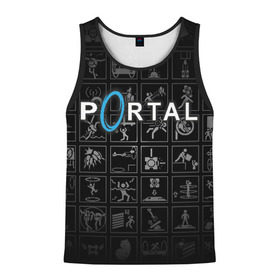 Мужская майка 3D с принтом Portal icons в городе Новоалтайск, 100% полиэстер | круглая горловина, приталенный силуэт, длина до линии бедра. Пройма и горловина окантованы тонкой бейкой | half life | головоломка | иконки | пиктограммы | портал | телепорт