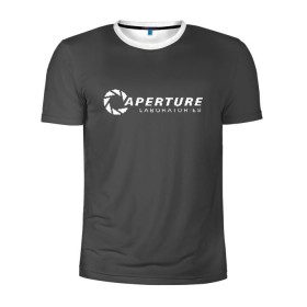Мужская футболка 3D спортивная с принтом APERTURE lab. в городе Новоалтайск, 100% полиэстер с улучшенными характеристиками | приталенный силуэт, круглая горловина, широкие плечи, сужается к линии бедра | aperture | aperture science innovators | game | portal | portal 2