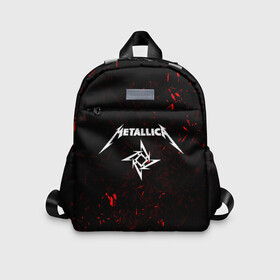 Детский рюкзак 3D с принтом METALLICA в городе Новоалтайск, 100% полиэстер | лямки с регулируемой длиной, сверху петелька, чтобы рюкзак можно было повесить на вешалку. Основное отделение закрывается на молнию, как и внешний карман. Внутри дополнительный карман. По бокам два дополнительных кармашка | Тематика изображения на принте: metallica | металлика