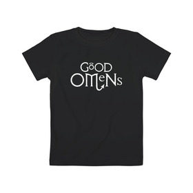 Детская футболка хлопок с принтом GOOD OMENS (КРЫЛЬЯ) в городе Новоалтайск, 100% хлопок | круглый вырез горловины, полуприлегающий силуэт, длина до линии бедер | Тематика изображения на принте: good omens | благие знамения | терри пратчетт
