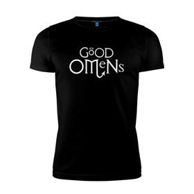 Мужская футболка премиум с принтом GOOD OMENS (КРЫЛЬЯ) в городе Новоалтайск, 92% хлопок, 8% лайкра | приталенный силуэт, круглый вырез ворота, длина до линии бедра, короткий рукав | good omens | благие знамения | терри пратчетт