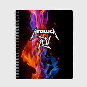 Тетрадь с принтом Metallica в городе Новоалтайск, 100% бумага | 48 листов, плотность листов — 60 г/м2, плотность картонной обложки — 250 г/м2. Листы скреплены сбоку удобной пружинной спиралью. Уголки страниц и обложки скругленные. Цвет линий — светло-серый
 | metalica | metallica | группа | джеймс хэтфилд | кирк хэмметт | ларс ульрих | метал | металика | металлика | миталика | музыка | роберт трухильо | рок | трэш | трэшметал | хард | хеви