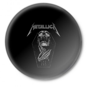 Значок с принтом Metallica в городе Новоалтайск,  металл | круглая форма, металлическая застежка в виде булавки | Тематика изображения на принте: metalica | metallica | группа | джеймс хэтфилд | кирк хэмметт | ларс ульрих | метал | металика | металлика | миталика | музыка | роберт трухильо | рок | трэш | трэшметал | хард | хеви