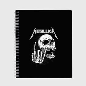 Тетрадь с принтом Metallica в городе Новоалтайск, 100% бумага | 48 листов, плотность листов — 60 г/м2, плотность картонной обложки — 250 г/м2. Листы скреплены сбоку удобной пружинной спиралью. Уголки страниц и обложки скругленные. Цвет линий — светло-серый
 | metalica | metallica | группа | джеймс хэтфилд | кирк хэмметт | ларс ульрих | метал | металика | металлика | миталика | музыка | роберт трухильо | рок | трэш | трэшметал | хард | хеви