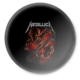 Значок с принтом Metallica в городе Новоалтайск,  металл | круглая форма, металлическая застежка в виде булавки | metalica | metallica | группа | джеймс хэтфилд | кирк хэмметт | ларс ульрих | метал | металика | металлика | миталика | музыка | роберт трухильо | рок | трэш | трэшметал | хард | хеви