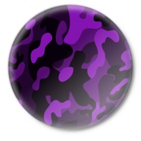 Значок с принтом Камуфляж в городе Новоалтайск,  металл | круглая форма, металлическая застежка в виде булавки | Тематика изображения на принте: 23 февраля | black | camouflage | february 23 | khaki | military | soldier | военный | камуфляж | солдат | фиолетовый | хаки | черный