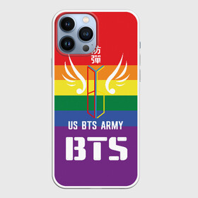 Чехол для iPhone 13 Pro Max с принтом BTS Army в городе Новоалтайск,  |  | Тематика изображения на принте: army | bangtan boys | beyond the scene | boys | bts | chin | edm | emblem | fans | hieroglyphs | hip hop | jimin | k pop | logo | rainbow | rb | rm | south korean | армия | бойбенд | ви | джей хоуп | иероглифы | логотип | мальчики | радуга | сюга | 