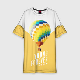 Детское платье 3D с принтом BTS Young Forever в городе Новоалтайск, 100% полиэстер | прямой силуэт, чуть расширенный к низу. Круглая горловина, на рукавах — воланы | balloon | bangtan boys | beyond the scene | boyband | boys | bts | chin | chonguk | edm | emblem | hip hop | jimin | jj hope | k pop | logo | rb | rm | shuga | south korean | wee | бойбенд | ви | воздушный шар | джей хоуп | логотип | мальчики | сюга