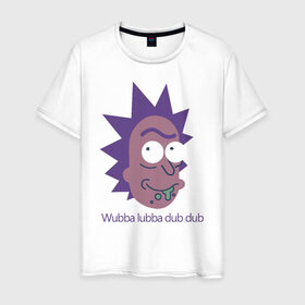 Мужская футболка хлопок с принтом Wubba lubba dub dub в городе Новоалтайск, 100% хлопок | прямой крой, круглый вырез горловины, длина до линии бедер, слегка спущенное плечо. | Тематика изображения на принте: c 137 | morty | morty smith | portal | rick | rick and morty | rick sanchez | sanchez | smith | морти | морти смит | портал | рик | рик и морти | рик санчез | санчез | смит