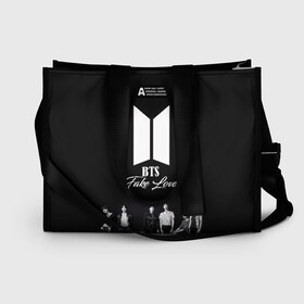 Сумка-шоппер 3D с принтом BTS Take love в городе Новоалтайск, 100% полиэстер | застегивается на металлическую кнопку; внутренний карман застегивается на молнию. Стенки укреплены специальным мягким материалом, чтобы защитить содержимое от несильных ударов
 | bangtan boys | beyond the scene | boyband | boys | bts | chin | chonguk | edm | emblem | hip hop | jimin | jj hope | k pop | logo | r  b | rm | south korean | suga | wee | бойбенд | ви | возьми | джей хоуп | логотип | любовь | мальчики | сюга | хип 
