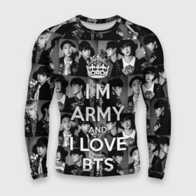 Мужской рашгард 3D с принтом I am army and I lover BTS в городе Новоалтайск,  |  | bangtan boys | beyond the scene | boyband | boys | bts | chin | chonguk | collage | crown | edm | flowers | hip hop | jimin | jj hope | k pop | photo | r  b | rm | south korean | suga | wee | бойбенд | ви | джей хоуп | коллаж | корона | мальчики | с