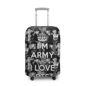Чехол для чемодана 3D с принтом I am army and I lover BTS в городе Новоалтайск, 86% полиэфир, 14% спандекс | двустороннее нанесение принта, прорези для ручек и колес | bangtan boys | beyond the scene | boyband | boys | bts | chin | chonguk | collage | crown | edm | flowers | hip hop | jimin | jj hope | k pop | photo | r  b | rm | south korean | suga | wee | бойбенд | ви | джей хоуп | коллаж | корона | мальчики | с