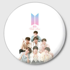 Значок с принтом BTS Take love в городе Новоалтайск,  металл | круглая форма, металлическая застежка в виде булавки | Тематика изображения на принте: bangtan boys | beyond the scene | boyband | boys | bts | chin | chonguk | edm | emblem | hip hop | jimin | jj hope | k pop | logo | r  b | rm | south korean | suga | wee | бойбенд | ви | возьми | джей хоуп | логотип | любовь | мальчики | сюга | хип 