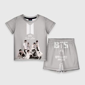 Детский костюм с шортами 3D с принтом BTS Take love в городе Новоалтайск,  |  | Тематика изображения на принте: bangtan boys | beyond the scene | boyband | boys | bts | chin | chonguk | edm | emblem | hip hop | jimin | jj hope | k pop | logo | r  b | rm | south korean | suga | wee | бойбенд | ви | возьми | джей хоуп | логотип | любовь | мальчики | сюга | х