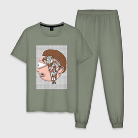 Мужская пижама хлопок с принтом Morty в городе Новоалтайск, 100% хлопок | брюки и футболка прямого кроя, без карманов, на брюках мягкая резинка на поясе и по низу штанин
 | morty | morty smith | portal | rick | rick and morty | rick sanchez | sanchez | smith | морти | морти смит | портал | рик | рик и морти | рик санчез | санчез | смит