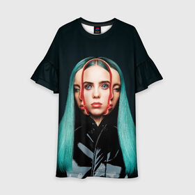 Детское платье 3D с принтом BILLIE EILISH в городе Новоалтайск, 100% полиэстер | прямой силуэт, чуть расширенный к низу. Круглая горловина, на рукавах — воланы | ayelish | bad guy | bellyache | bilie eilish | bilie elish | billie | billie eilish | eilish | electronic | elish | music | били айлиш | билли айлиш | эйлиш | элиш
