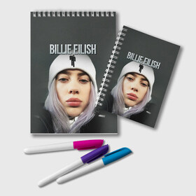 Блокнот с принтом BILLIE EILISH в городе Новоалтайск, 100% бумага | 48 листов, плотность листов — 60 г/м2, плотность картонной обложки — 250 г/м2. Листы скреплены удобной пружинной спиралью. Цвет линий — светло-серый
 | ayelish | bad guy | bellyache | bilie eilish | bilie elish | billie | billie eilish | eilish | electronic | elish | music | били айлиш | билли айлиш | эйлиш | элиш