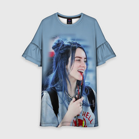 Детское платье 3D с принтом BILLIE EILISH в городе Новоалтайск, 100% полиэстер | прямой силуэт, чуть расширенный к низу. Круглая горловина, на рукавах — воланы | ayelish | bad guy | bellyache | bilie eilish | bilie elish | billie | billie eilish | eilish | electronic | elish | music | били айлиш | билли айлиш | эйлиш | элиш