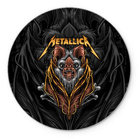 Коврик для мышки круглый с принтом Metallica в городе Новоалтайск, резина и полиэстер | круглая форма, изображение наносится на всю лицевую часть | american | bat | bones | emblem | fangs | james hetfield | kirk hammett | metal band | metallica | mouse | music | rock | vampire | американская | вампир | джеймс хетфилд | кирк хэмметт | клыки | кости | ларс ульрих | летучая | метал группа | мет